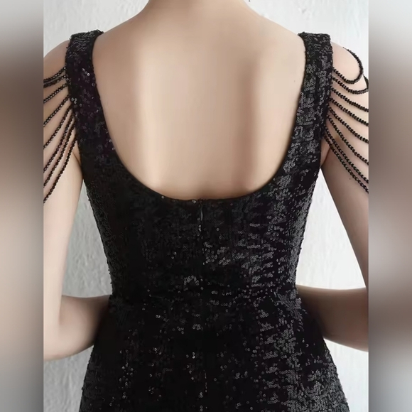 Glamorous Black Sequin Backless Dress - Picture 10 of 16